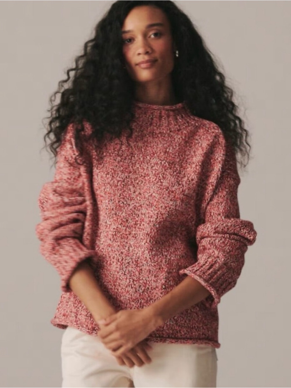 J. Crew 2025 Rollneck Sweater in Red Marl Size L. NWT